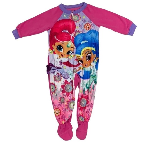 Nickelodeon Shimmer & Shine Pink Footie Pajamas Size 2T - Picture 2 of 6